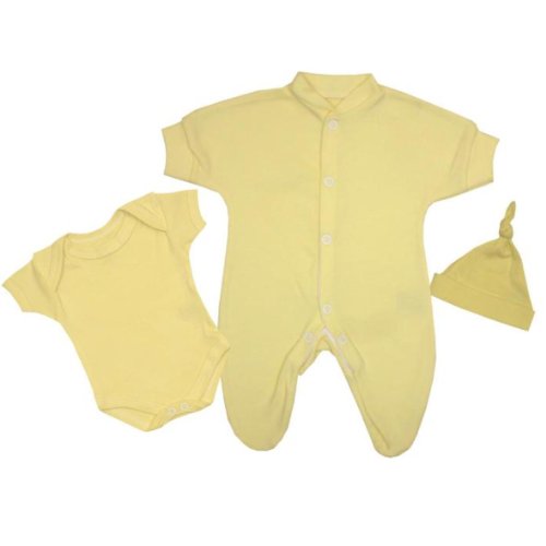BabyPrem Baby Frühchen Kleine Frühgeborene Kleidung 3-teiliges Geschenkset 38-44cm ZITRONENGELB P2 von BabyPrem