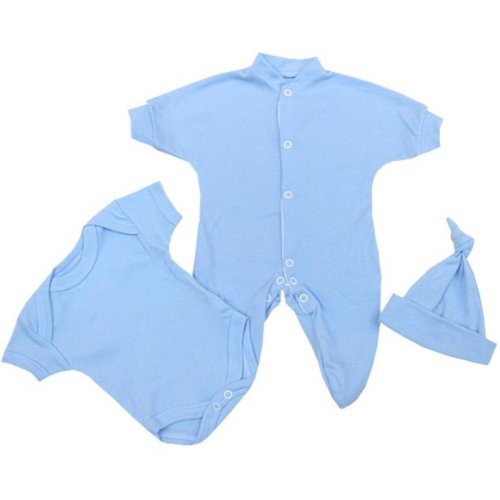 BabyPrem Baby Frühchen Kleine Frühgeborene Kleidung 3-teiliges Geschenkset Einfarbig 0-32cm BLAU P0 von BabyPrem