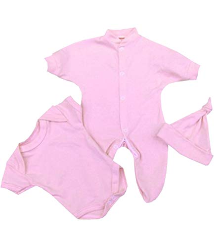 BabyPrem Baby Frühchen Kleine Frühgeborene Kleidung 3-teiliges Geschenkset Einfarbig 0-32cm ROSA P0 von BabyPrem
