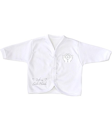 BabyPrem Baby Strickjacke Jackchen Christlich Taufe Gott Kleidung 'Safe in God's Hands' 56-68cm von BabyPrem