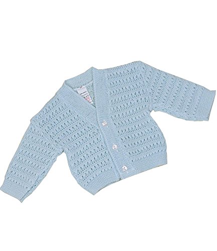 BabyPrem Babykleidung Neugeborene - 6 Monate Strickjäckchen Pullover Spitzenartig BLAU 3-6 von BabyPrem