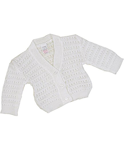 BabyPrem Babykleidung Neugeborene - 6 Monate Strickjäckchen Pullover Spitzenartig WEIß 6-9 von BabyPrem