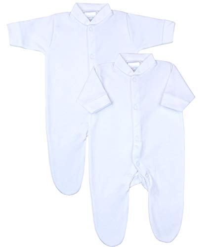 BabyPrem Frühchen 2 Schlafanzüge Strampler Madchen Jungen Unisex Baby Kleidung 0-28cm Weiss P00 von BabyPrem