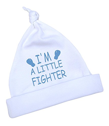 BabyPrem Frühchen Baby Hut Mütze Jungen Mädchen 'I'm a Little Fighter' 32-38cm BLAU P1 von BabyPrem