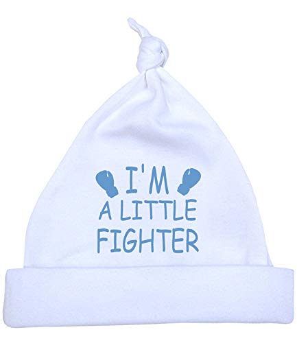 BabyPrem Frühchen Baby Hut Mütze Jungen Mädchen 'I'm a Little Fighter' 38-44cm BLAU P2 von BabyPrem