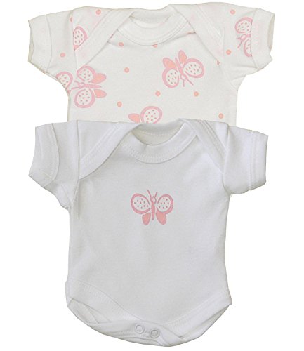 BabyPrem Frühchen Baby Kleidung 2 Bodies Body Mädchen 38-44cm ROSA SCHMETTERLING PREM 2 von BabyPrem
