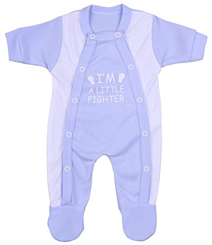 BabyPrem Frühchen Baby Kleidung Schlafanzüge Strampler Kleine Kämpfer 38-44cm BLAU 1.6-2.5kg von BabyPrem
