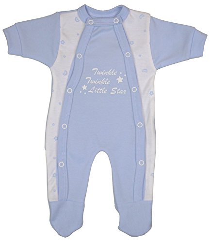 BabyPrem Frühchen Baby Kleidung Schlafanzüge Strampler Kleiner Sterne 44-50cm BLAU PREM 3 von BabyPrem