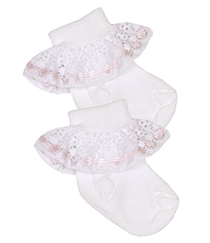 BabyPrem Frühchen Baby Söckchen Baumwollreiches Rüschen-Mädchen-Spitzensocken Rosa 80cm 0-12 Monate 16-18, 0-2.5 von BabyPrem