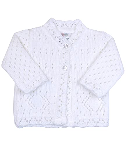 BabyPrem Frühchen Babykleidung StrickJäckchen Pullover Spitzen Mädchen Jungen Unisex 38-44cm Weiss von BabyPrem