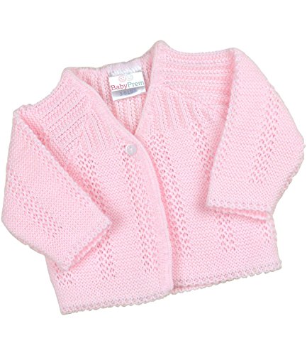 BabyPrem Frühchen Babykleidung StrickJäckchen Pullover Weich Gestrickt 38-44cm ROSA von BabyPrem