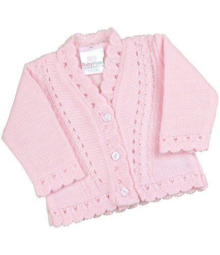 BabyPrem Frühchen Babykleidung StrickJäckchen Pullover Weich Gestrickt 38-44cm ROSA von BabyPrem