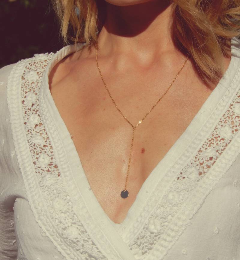 Elegante Vergoldete Halskette Kette "Y" Polierte Scheibe von BabyRuthinFlorida