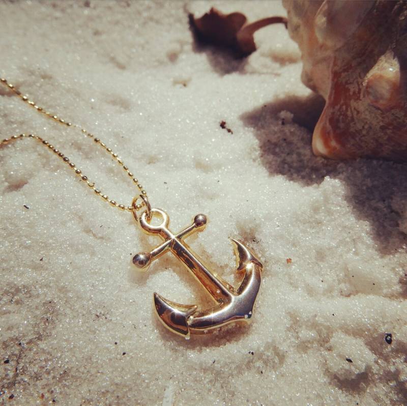 Glänzende 20-Zoll-Kugelkette Mit Vergoldeter Ankerschicht, Lange Halskette von BabyRuthinFlorida