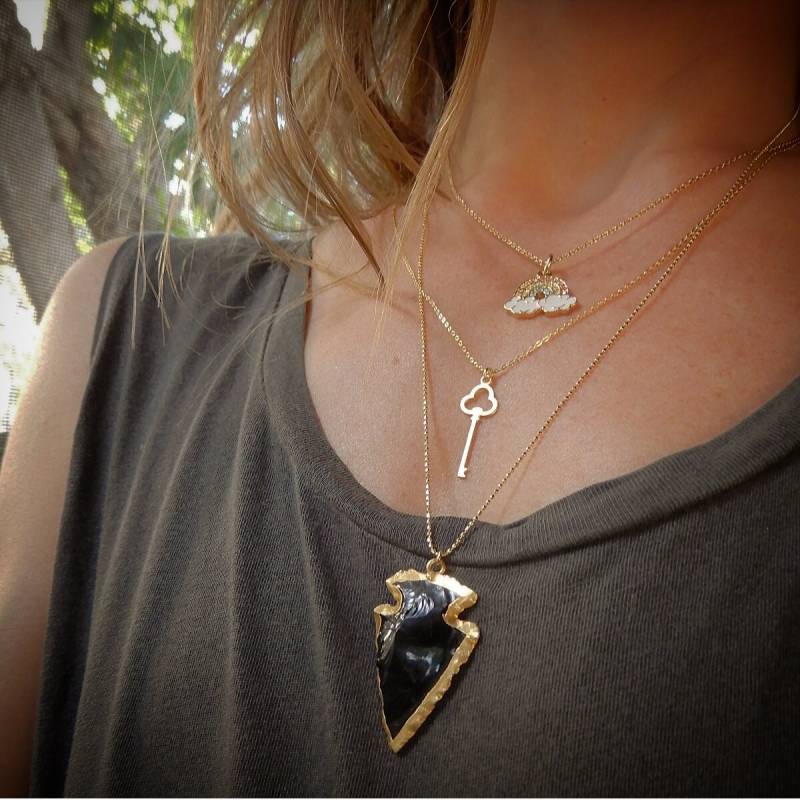Zarte, Winzige, Lasergeschnittene, Vergoldete Key-Layering-Halskette von BabyRuthinFlorida