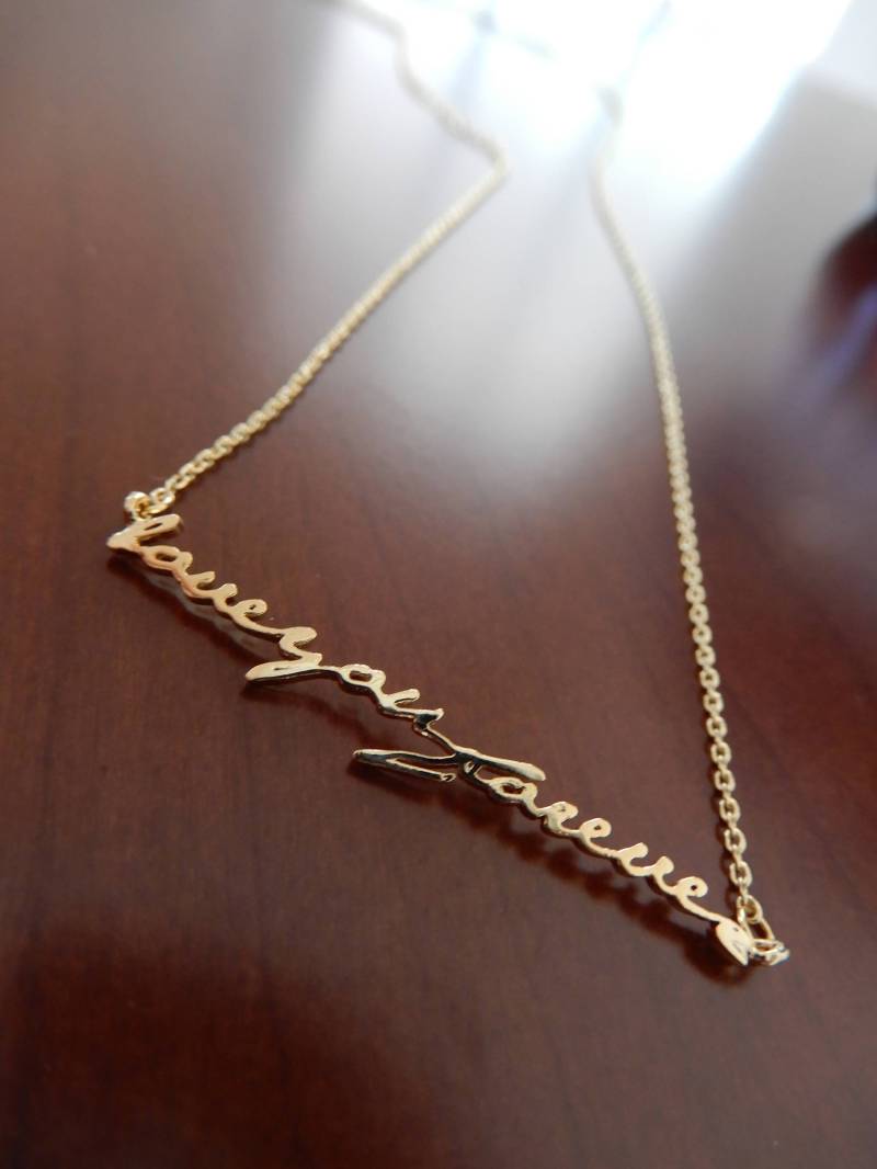 Zierliche Poliertem Gold Vergoldet Hand Geschrieben Liebe Dich Für Immer Halskette von BabyRuthinFlorida