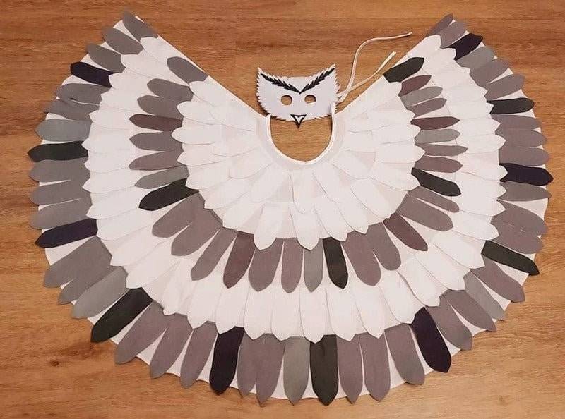 Fasching Kostüme Vogel Eule Eulin in Weiß Grau Schwarz von BabySmileShop