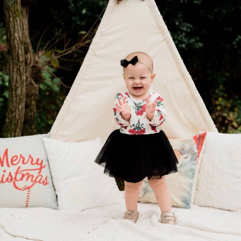 Mädchen Rote Rose Blumen Kleid Baby Geburtstag Kleidung Säugling Valentines Outfit Kleinkind Winter von BabySquishyCheeks