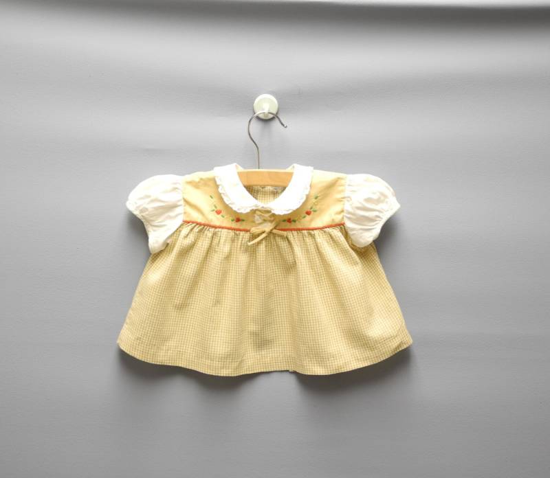 Vintage 1950S Baby Kleid Set Aus Hellbraunem Und Weißem Gingham - Größe 3-6 Monate von BabyTweeds