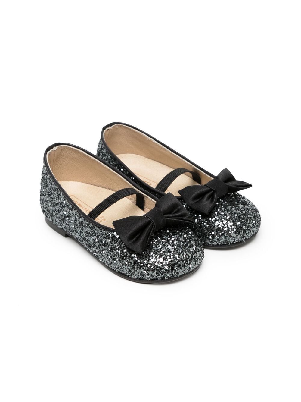 BabyWalker Glitter-Ballerinas mit Schleifendetail - Schwarz von BabyWalker