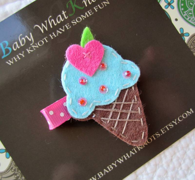 Eis Waffel Haarspange, Baby Haar Clippies, Mädchen Blau Clippie von BabyWhatKnots