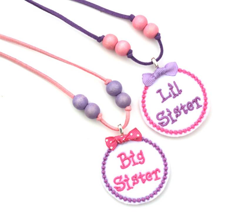 Kleine Schwester Halskette, Große Kinder Kleine Mädchen Schmuck, Neues Baby Geschenk, Filz Geschenk von BabyWhatKnots