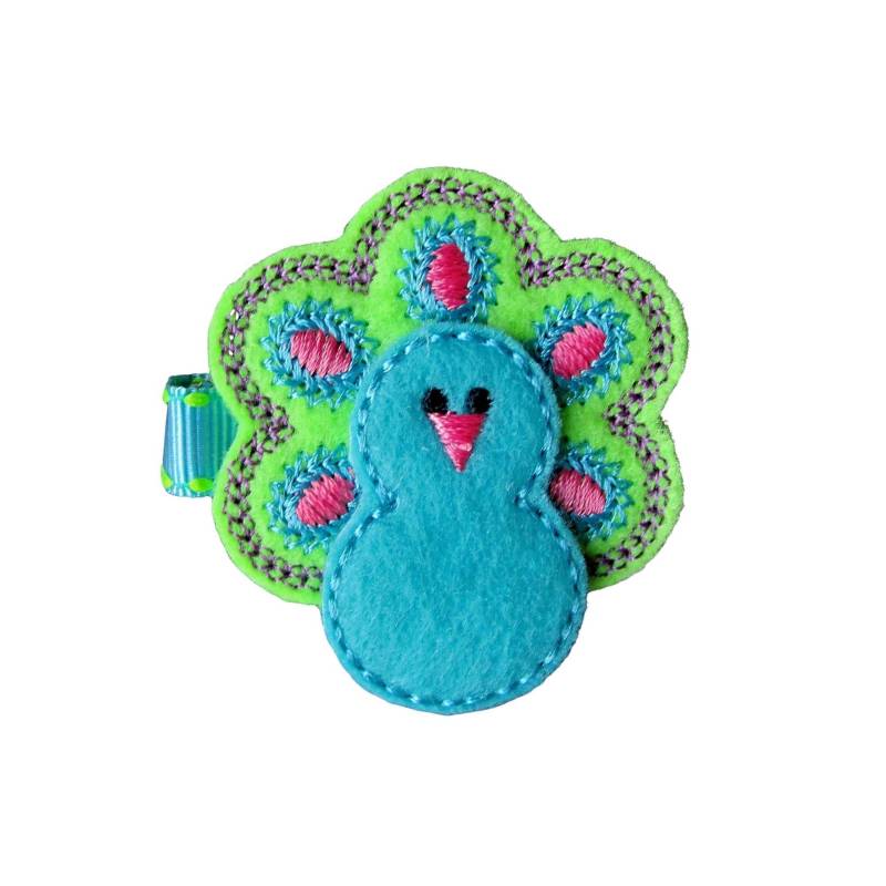 Pfau Haarspange, Blau Türkis Vogel Baby Mädchen Hcpeacock03 von BabyWhatKnots