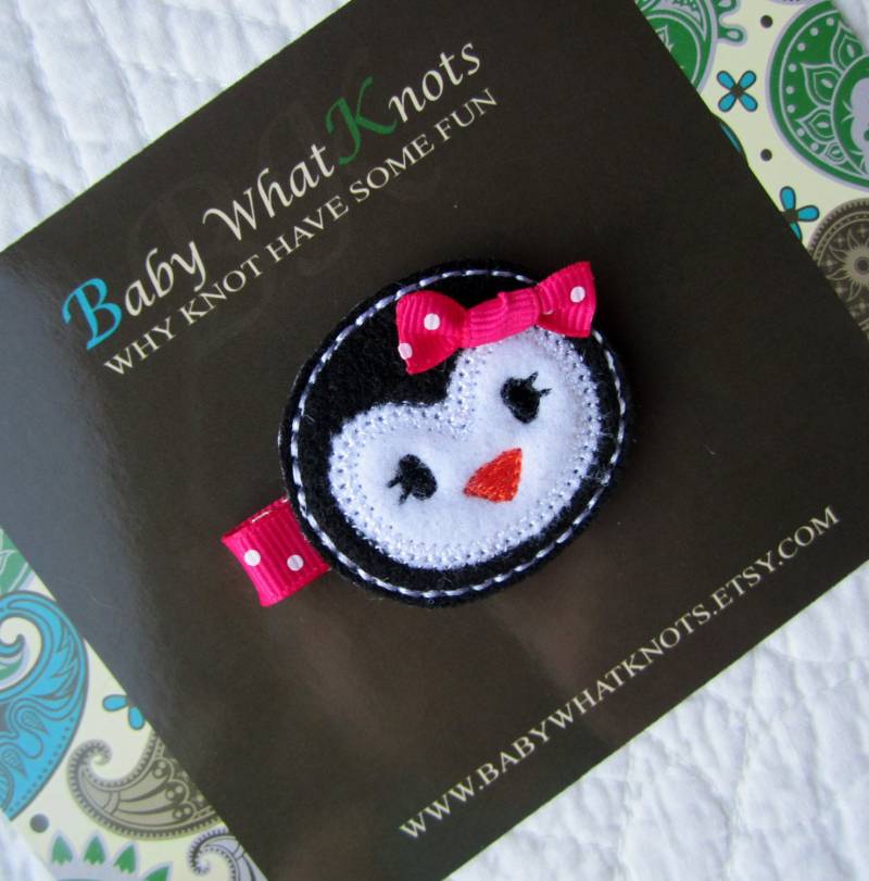 Pinguin Haarspange, Schwarz Weiß Baby Mädchen Hcpenguin01 von BabyWhatKnots