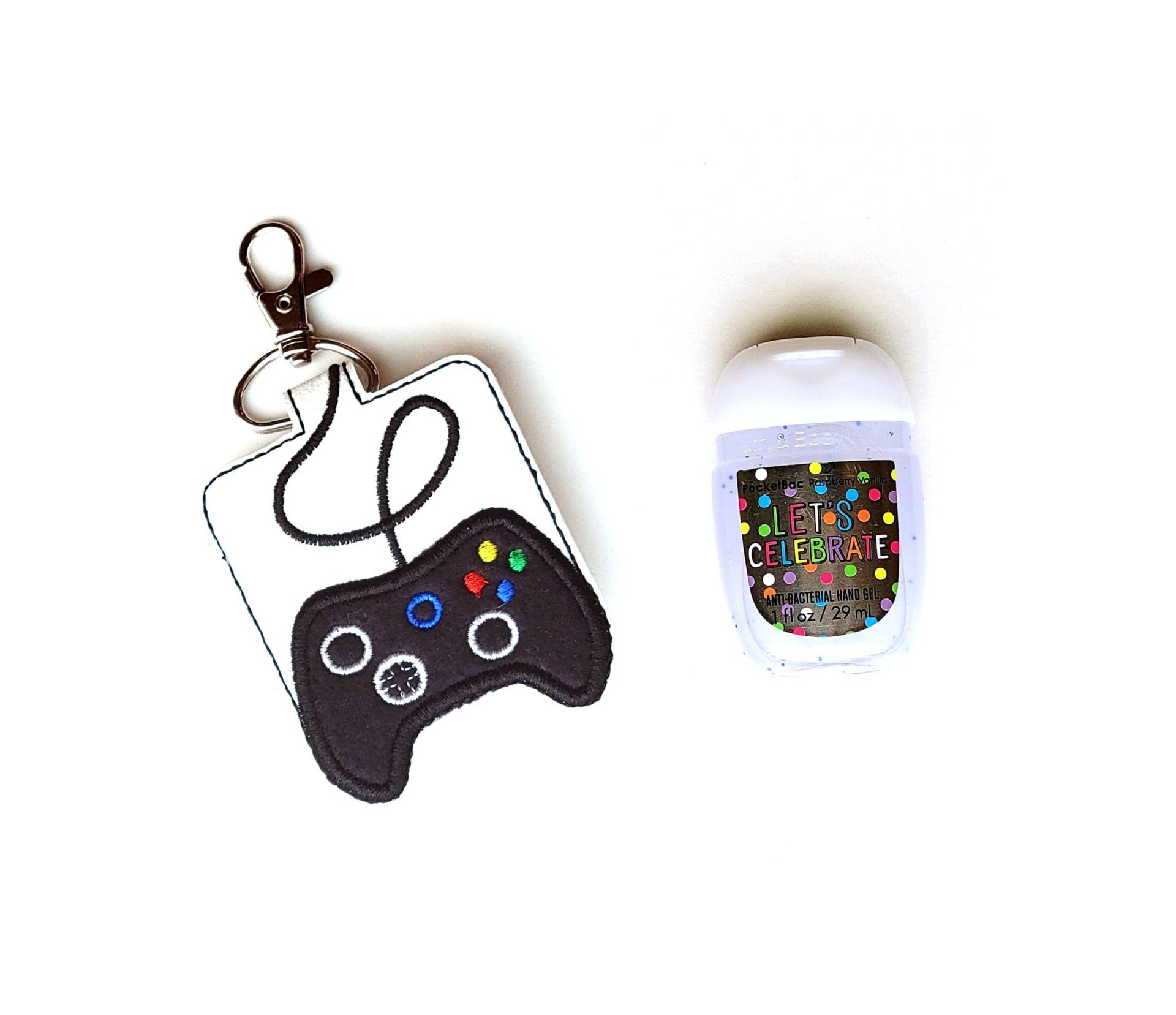 Sanitizer Halter, Gamer Schlüsselanhänger, Rucksack Charm, Handdesinfektionsmittel, Zubehör, Geldbeutel, Füller, Taschenanhänger, Schlüsselanhänger von BabyWhatKnots