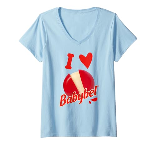 Damen Babybel I Love Babybel Herz T-Shirt mit V-Ausschnitt von Babybel