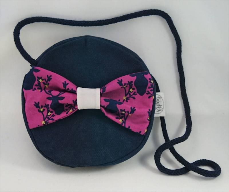 Tasche/Handtasche Kind Blau Runde Mädchen Nacht Und Fuchsia von Babydoly