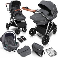 babyGO Kombikinderwagen Halime 3 in 1 Air Silver Grey von Babygo