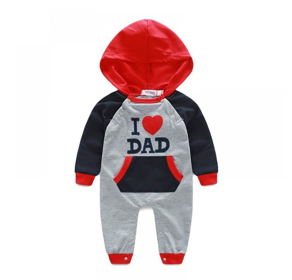 Babyhafen Overall Baby Strampler mit Kapuze Gr. 68 I Love DAD (1-tlg) mit praktischer Druckknopfleiste von Babyhafen