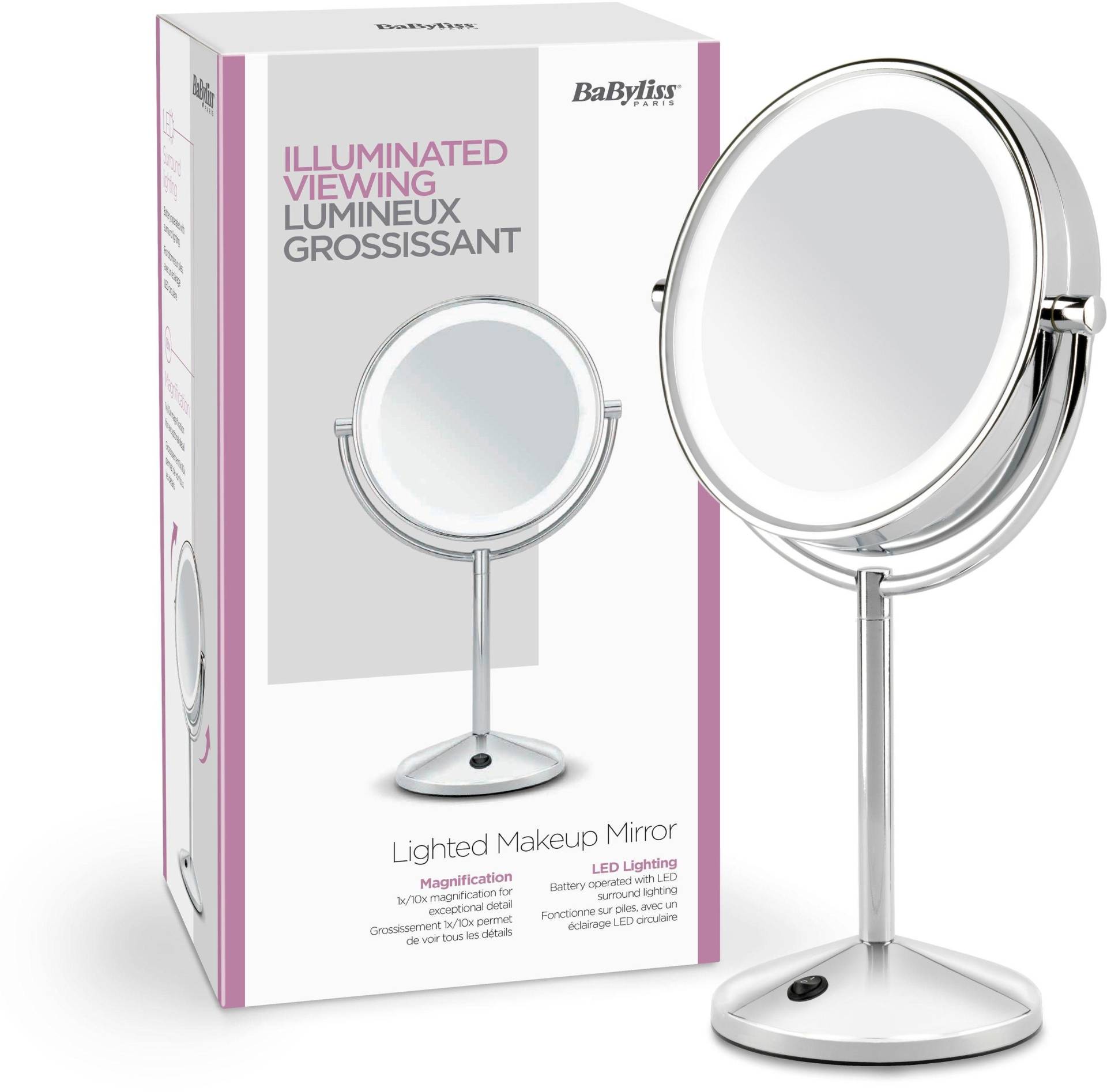 BaByliss LED-Lichtspiegel "9436E Lighted Makeup Mirror" beleuchteter Kosmetikspiegel mit Batteriebetrieb von Babyliss