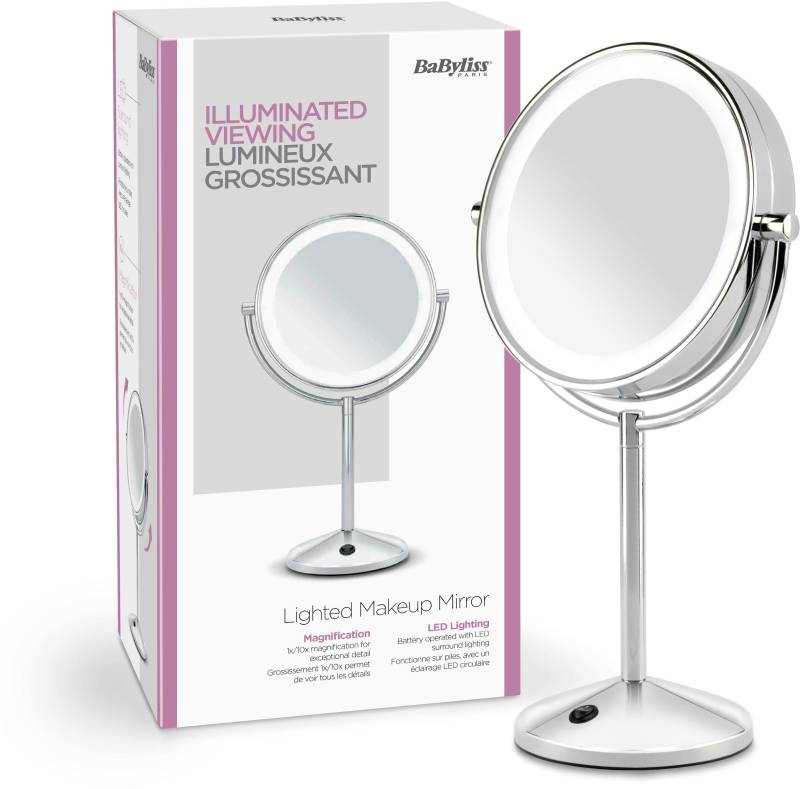 BaByliss LED-Lichtspiegel "9436E Lighted Makeup Mirror" beleuchteter Kosmetikspiegel mit Batteriebetrieb von Babyliss