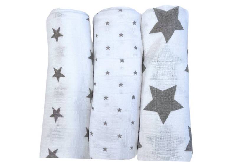 Babymajawelt Stoffwindeln Baby Mullwindeln "Stars" 80x80 cm 3er Pack, Premium Spucktücher (Starter Set, 3-St., Packung), Made in Europe, Sterne, besonders hautfreundlich und atmungsaktiv von Babymajawelt