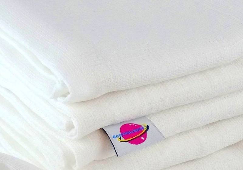 Babymajawelt Stoffwindeln Mullwindeln 80x80 Spucktücher weich und weiß, Baby Mulltücher (Set, 5-St., Mulltücher Dicke 115g/m²- Crinkel Optik nach dem Waschen), Made in EU, Hautfreundlich, Saugfähig, Weich, Reine Baumwolle von Babymajawelt