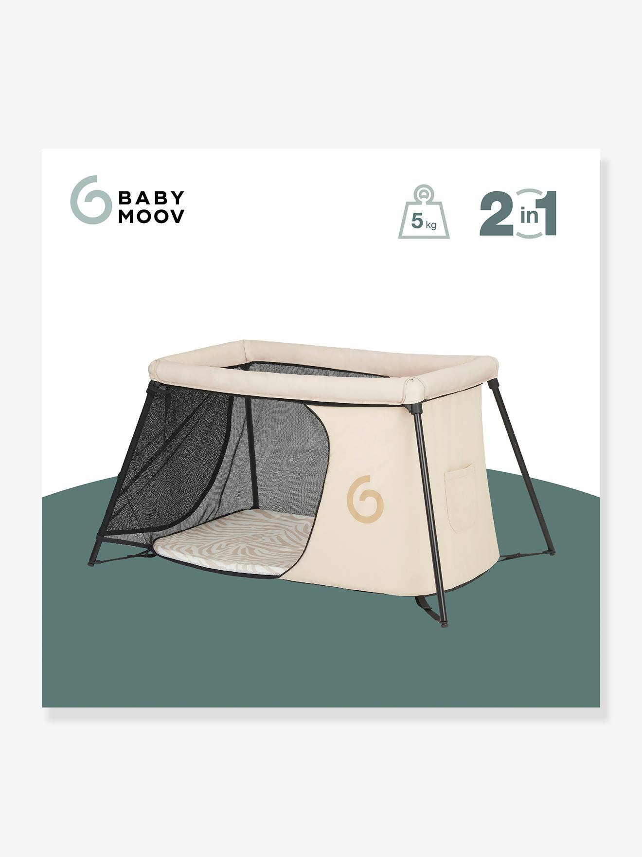Leichtes Reisebett Moov & Sleep BABYMOOV mit Recycling-Material sandfarben von Babymoov