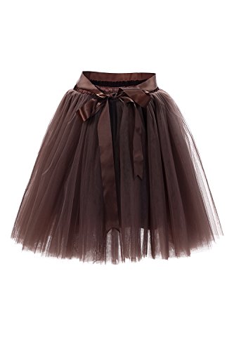 Babyonline Damen Prinzessin Falten Rock Vintage Kleid Spitzen Rock Midirock Ballettrock Tüllrock Unterrock Knielang, Braun, One Size/Einheitsgröße von Babyonline