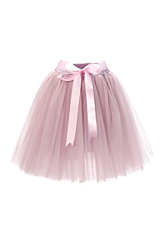 Babyonline Damen Prinzessin Falten Rock Vintage Kleid Spitzen Rock Midirock Ballettrock Tüllrock Unterrock Knielang, Grau Rosa, One Size/Einheitsgröße von Babyonline