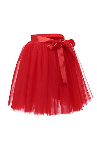 Babyonline Damen Prinzessin Falten Rock Vintage Kleid Spitzen Rock Midirock Ballettrock Tüllrock Unterrock Knielang, Rot, One Size/Einheitsgröße von BABYONLINE D.R.E.S.S.