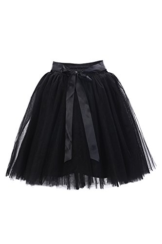 Babyonline Damen Prinzessin Falten Rock Vintage Kleid Spitzen Rock Midirock Ballettrock Tüllrock Unterrock Knielang, Schwarz, One Size/Einheitsgröße von BABYONLINE D.R.E.S.S.