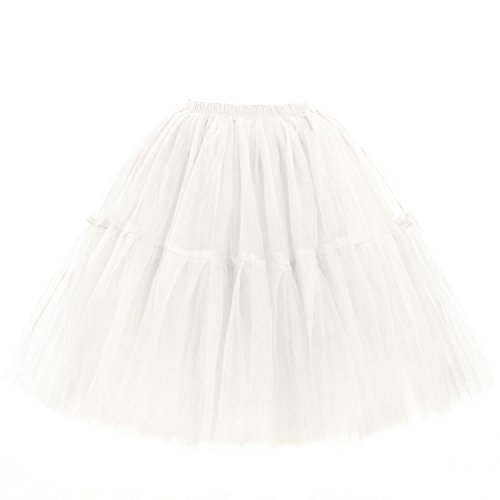 Babyonline Damen Tüllrock 5 Lage Prinzessin Kleider Knielang Petticoat Ballettrock Unterrock Pettiskirt Swing Einheitsgröße - Weiß von Babyonlinedress