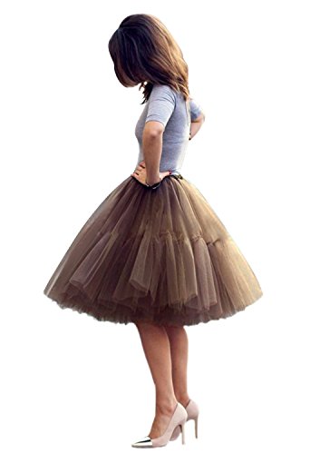 Babyonline Damen Tüllrock 5 Lage Prinzessin Kleider Knielang Petticoat Ballettrock Unterrock Pettiskirt Swing One Size - Braun von BABYONLINE D.R.E.S.S.