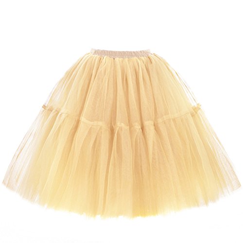 Babyonline Damen eleganten A-line Tüll Tutu Rock Prom Outfit Märchen Stil Einheitsgröße - Champagner von BABYONLINE D.R.E.S.S.