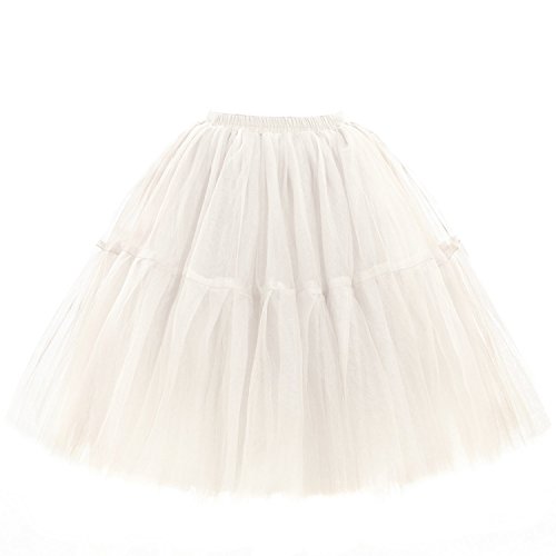 Babyonline Damen Tüllrock 5 Lage Prinzessin Kleider Knielang Petticoat Ballettrock Unterrock Pettiskirt Swing Einheitsgröße - Beige von BABYONLINE D.R.E.S.S.