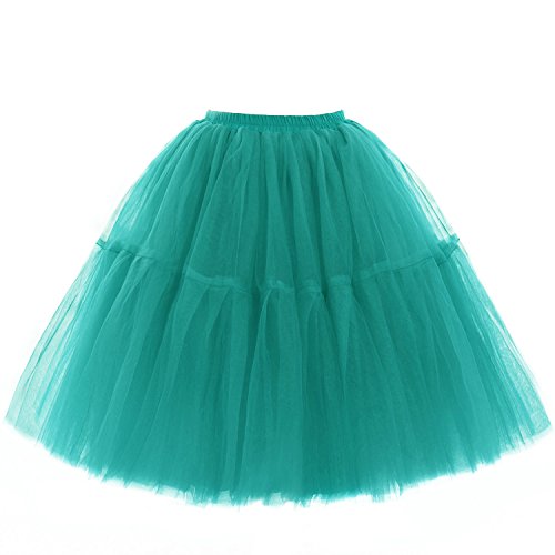 Babyonline Damen Tüllrock 5 Lage Prinzessin Kleider Knielang Petticoat Ballettrock Unterrock Pettiskirt Swing Einheitsgröße - Pfau Blau von Babyonlinedress