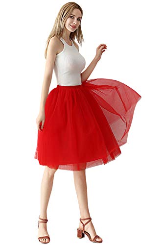 Babyonlinedress Damenrock Tüllrock Elasthan Band Tutu 50er Karneval Tanzkleid Unterkleid Crinoline Petticoat für Rockabilly Kleid, Rot, One Size / Einheitsgröße von BABYONLINE D.R.E.S.S.