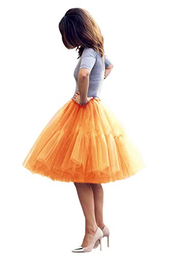 Babyonlinedress Tüllrock Damen Tutu Skirt 5 Lage Petticoat Ballettrock Unterrock Pettiskirt, Einheitsgröße, Orange,Orange von BABYONLINE D.R.E.S.S.