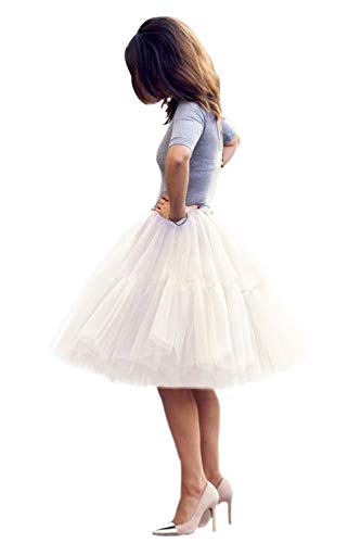 BABYONLINE D.R.E.S.S. Tüllrock Damen Tutu Skirt 5 Lage Petticoat Ballettrock Unterrock Pettiskirt Beige von BABYONLINE D.R.E.S.S.